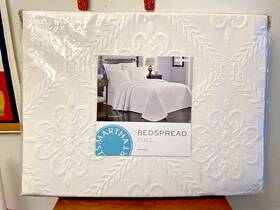 Martha Stewart 706255894486 Collection - Castle Diamond Bedspread Cotton Full White