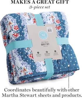 Martha Stewart 726895359282 100% Cotton 3 Piece Reversible Quilt Set King