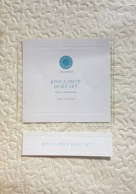 Martha Stewart 732999202188 Collection 3-piece 100% Cotton Quilt King Coral Pattern Cream