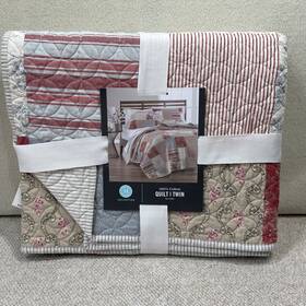 Martha Stewart 732999832972 Collection Red Farmhouse Reversible 100% Cotton Twin Quilt Nwt