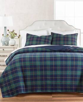Martha Stewart 733003500467 Collection Navy Stripe King Quilt Create