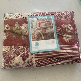 Martha Stewart 766380609591 New Quilt Vtg Petal Floral Red Twin Blanket Cotton 2013