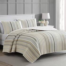 Martha Stewart 887719210995 Twin Size Quilt Bedding Set - 2 Piece Soft Washed Microfiber