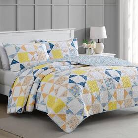 Martha Stewart 887719211077 King Size Quilt Bedding Set - 3 Piece Soft Washed Microfiber