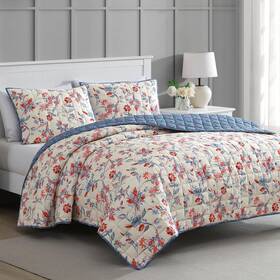 Martha Stewart 887719211107 King Size Quilt Bedding Set - 3 Piece Soft Washed Microfiber P