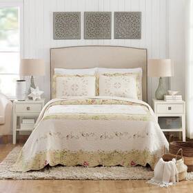 80phc34310c1204 Mary Janes Farm Home Prairie Bloom Bedspread - Lightweight Breathable All Season