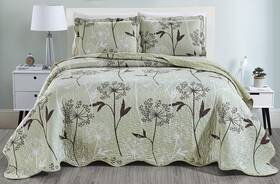 Masterplay 039853734459 3-piece Fine Printed Oversize 100 X 95 Quilt Set Bedspread Coverlet Queen S
