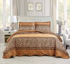 Masterplay 039853737283 3-piece Fine Animal Print Oversize 115 Inch X 95 Quilt Set Bedspread