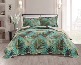 Masterplay 039853737399 3-piece Fine Printed Tropical Palm Leaves Quilt Set Bedspread Cove