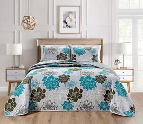Masterplay 039853738600 3-piece Fine Printed Oversize 118 Inch X 95 Quilt Set Bedspread Co