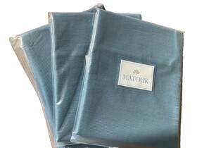 Matouk 196390005852 Giorgio 1 King Coverlet 2 Shams Sea Blue 100% Cotton Nwt 3 Pcs