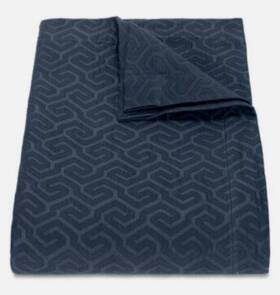 Matouk 196390022194 Schumacher Athena Queen/full Coverlet 100% Cotton Italy Navy Blue Nwt
