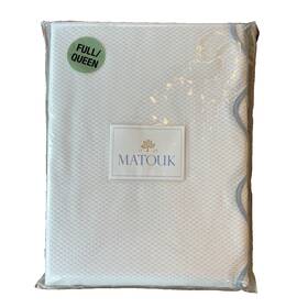 Matouk 728455487107 Lanai Coverlet Blue/white Queen/full Made Ship Usa Nwt Cotton Blend