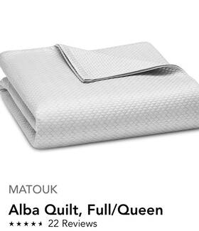 Matouk 728455618235 Alba Quilt. 600 Tc Cotton/sateen Full/queen