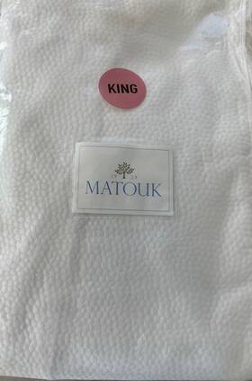 M111 Matouk 728455964479 Eden King Coverlet White 100% Cotton Matelasse Fabric Italy Nwt