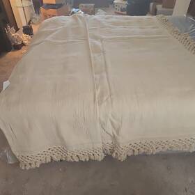 13711 May D & F Vintage And King Handwoven Cotton Bedspread Beige 120x122