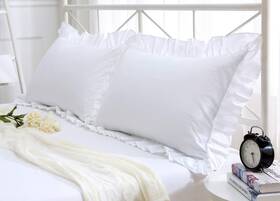 Meaning4 755972836982 Ruffles Pillow Cases Shams Covers White Queen Size 2 Pack Egyptian Cotton 20x