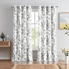 Xhcy-g2-gr-c Melodieux Floral Curtains 96 Inches Long For Living Room Farmhouse Grey Apri
