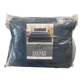 193968410407-p Members Mark Ny 3 Piece Soft Box Quilted Velvet Bedding Set With Shams Full/queen