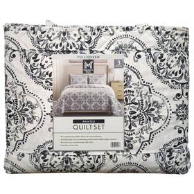 193968455804-p Members Mark Ny 3-piece Soft Wash Microfiber Printed Quilt Sets Full/queen Gray