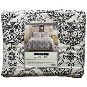 193968455866-p Members Mark Ny 3-piece Soft Wash Microfiber Printed Quilt Sets King Grey