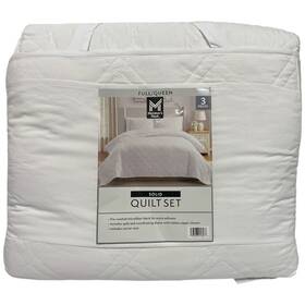 193968456078-p Members Mark Ny 3-piece Solid Diamond Quilt Set Full/queen White