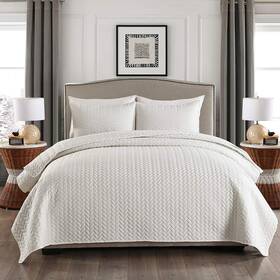 Merry Home 745128708307 Queen Size Quilt 3-piece Solid Quilts For All Season Soft White