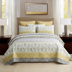 Merry Home 784140360834 Queen Quilt Set 3-piece Size Sets With 2 Pillow Shams- Boho Reve