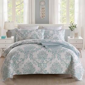 Merry Home 784140361640 Quilt Set Queen Pattern Printed Bedspread 3 Pieces Soft Microfiber Bedding Q