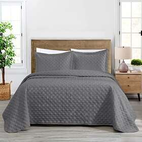 Mgf 665878350574 Bedspread Coverlet Set - King Gray Soft Lightweight Microfiber Quilt