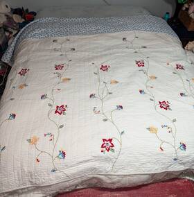 Mission Valley 675716105013 Kailee Handcrafted Cotton Floral Embroidered King 86x104 Quilt