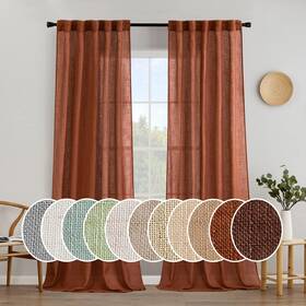 Sheer52108 Miulee Thick Linen 08 Burnt Orange Curtains 108 Inches Long For Living Room Soft Thic