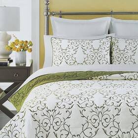 B08k2sqk8n Mixinni King Size Quilt Set - Elegant Green Embroidery Cotton Bedspread With Dec