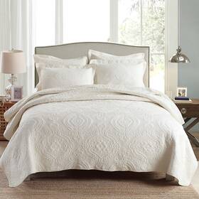 Mi082 Mixinni 3piece King Quilt Set Beige Paisley Cotton Lightweight Bedspread With Pillow Shams