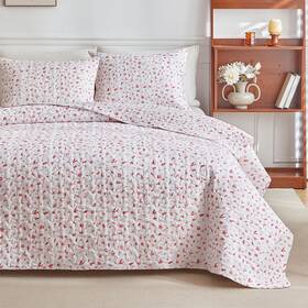 Mi1316-k Mixinni Colchas 92x106 King Floral Rosa Para Camas Con 2 Fundas De Almohadas En Oferta