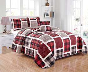 43397-41623 Mk Home Collection 4pc Full/queen Size Reversible Full Gray Red Black White
