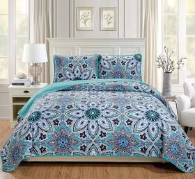 Mk Home 445001770768 3pc King/california King Oversized Quilted Bedspread Coverlet Set Floral