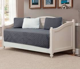 Mk Home 635309763174 Collection 5pc Modern Bedspread Daybed Solid Embossed Charcoal/silver New