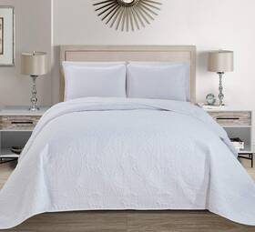Mk Home 635309790712 Collection 3pc King/california King Solid Embossed Bedspread Bed Cover Ove