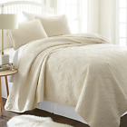 Ml-qlt-da-t-ye Merit Linens Quilted Coverlet Set Piece Ultra Soft Damask Pattern