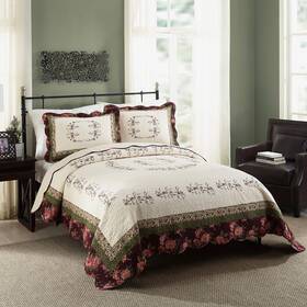 Modern Heirloom 041808924631 Brooke Quilt Set - Full/queen Red 3-piece