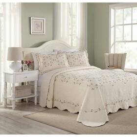 76843944 Modern Heirloom Queen Felisa Bedspread Pink/ivory - Cotton Floral Pattern