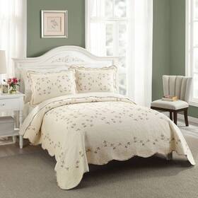76850433 Modern Heirloom 3pc Full/queen Felisa Quilt Set Beige -