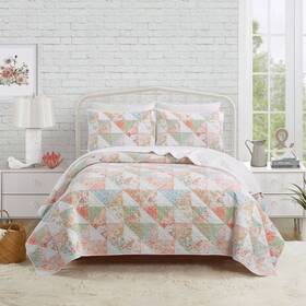 89715669 Modern Heirloom 3pc Twin Coventry Quilt Bedding Set White/peach Orange - Floral
