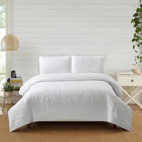 94251310 Modern Heirloom 3pc King Stitched Quilt Set White