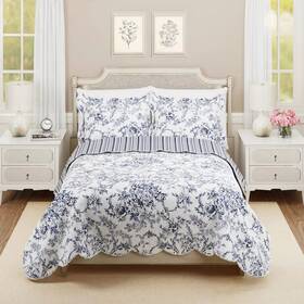 94413663 Modern Heirloom 3pc Full/queen Quilt Bedding Set Blue