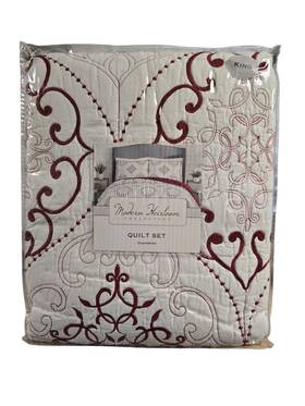 A069019rdnfs Modern Heirloom Chambers 3-piece Red King Cotton Quilt Set Open Box