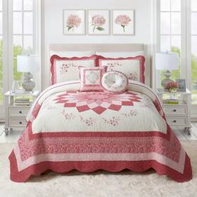 B0cb1tq7fy Modern Heirloom Caroline Embroidered Quilted Bedspread - Lightweight Breathable
