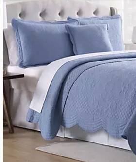 Modern. Southern. Home. 783048047175 Belk Scalloped Tiles Quilt Blue King 108in X 90in New