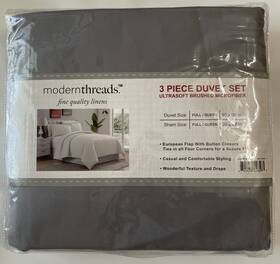 3d100mfe-gry-qn Modern Threads 3 Piece Duvet Set Full/queen